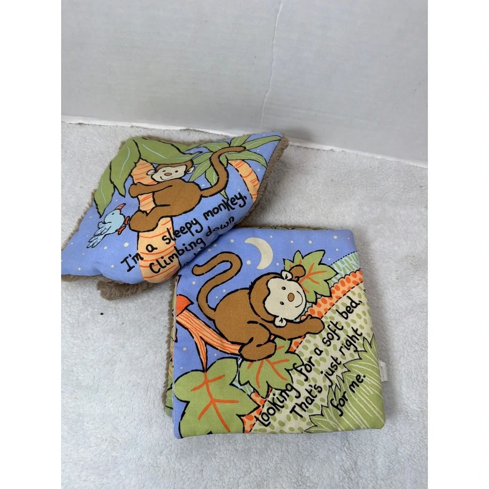 Jellycat Sleepy Monkey Soft Cloth Book Unisex Brown Crinkle Plush Sensory Toy